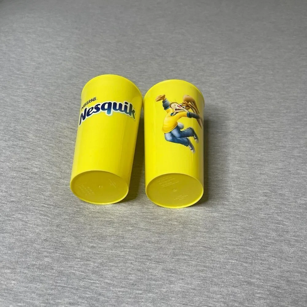 Nestle Nesquik Bunny Yellow Plastic Tumbler 16 Oz Cups 2 PCS. Set